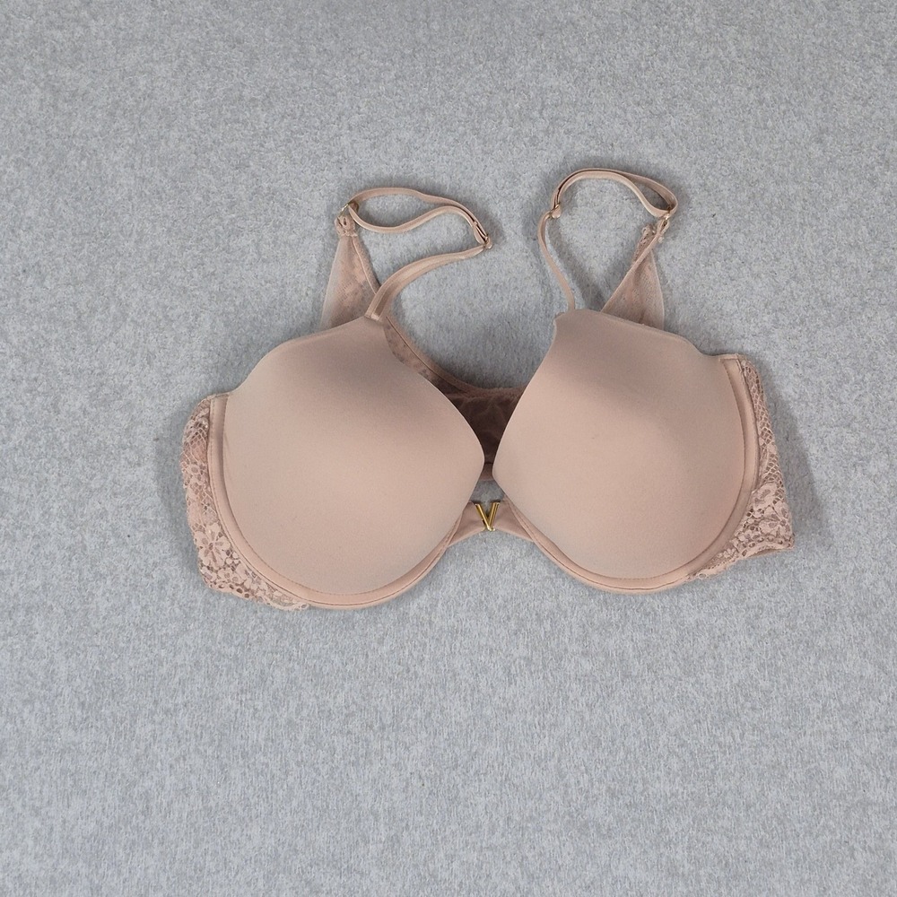 Victoria's Secret Women Bra 38C Beige Uplift Demi Underwired Lace Front Close